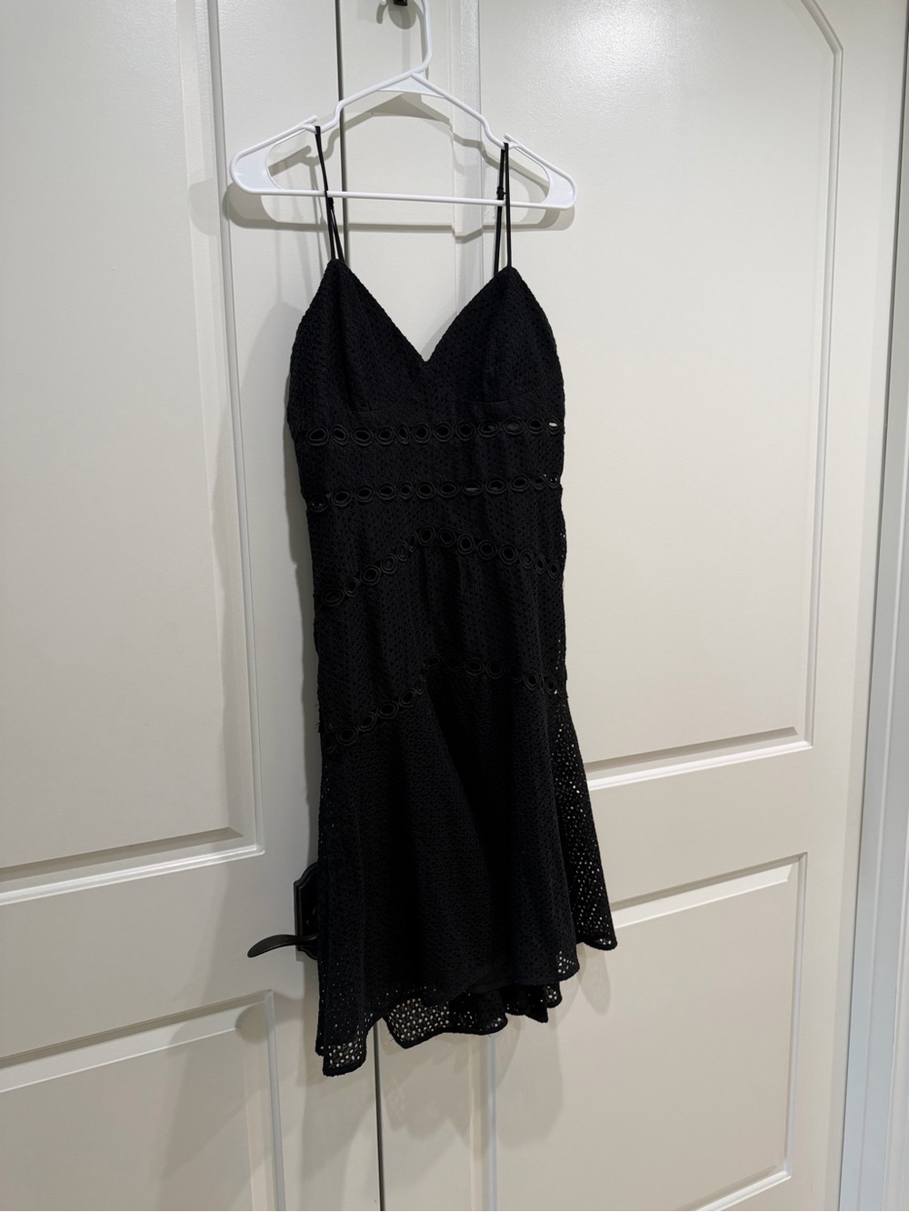 Black Eyelet Lace Dress with Spaghetti Straps